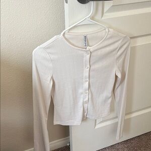 H&M Cream Button-Up Cardigan